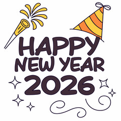 Happy new year 2026 festive design element