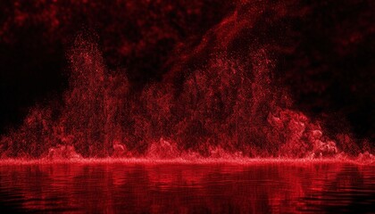 vivid red light particles in motion forming abstract digital rain over a glowing textured surface, ideal for tech branding, futuristic poster, or website background

