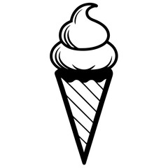 Silhouette of an Ice Cream Cone Isolated on White – Minimal Dessert Symbol, Frozen Treat Outline, Summer Snack Icon, Food Graphic, Abstract Shape, Clean Background, Sweet Concept
