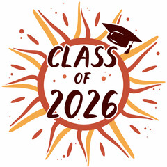 Class of 2026 graduation sunburst design