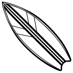 Silhouette of a Red Surfboard on White Background – Minimal Surfing Icon, Beach Sports Symbol, Summer Equipment Isolated, Modern Water Sports Design, Coastal Lifestyle Graphic Element
