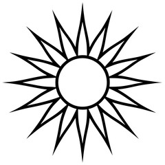 Silhouette of a Sun with Yellow Rays – Bright Sun Icon, Minimalist Solar Symbol, Abstract Sunshine Illustration, Radiant Energy Concept, Summer Graphic, Isolated Vector for Design and Branding
