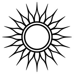 Sun Silhouette with Radiating Yellow Rays – Abstract Solar Icon, Minimalist Sunshine Symbol, Bright Energy Concept, Warm Glow, EPS Vector for Design, Weather, Summer, Nature, Renewable Themes

