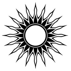 Silhouette of a Sun with Yellow Rays – Bright Sun Icon, Minimalist Solar Symbol, Abstract Sunshine Illustration, Radiant Energy Concept, Summer Graphic, Isolated Vector for Design and Branding
