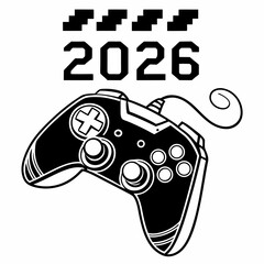 2026 gaming controller new year pixel art