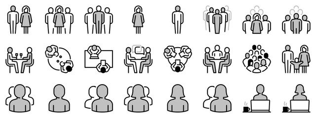 Icons in two tones about people