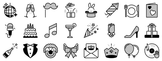 Icons in two tones about party