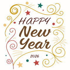 Happy new year 2026 festive design illustration