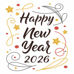 Happy new year 2026 festive design illustration