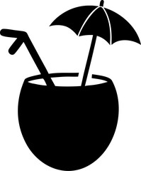 Silhouettes of a Pink Cocktail Glass and Green Coconut Drink – Tropical Beverage Icons, Summer Party Drinks, Minimal Bar Illustration, Exotic Refreshments, Vector Clipart for Design Use
