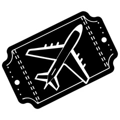 Silhouette of a Yellow Airplane Ticket on White Background – Minimal Travel Pass Icon, Airline Boarding Pass Graphic, Flight Ticket Symbol, Aviation Concept, Travel Document, Isolated Clipart
