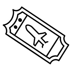 Silhouette of a Yellow Airplane Ticket on White Background – Minimal Travel Pass Icon, Airline Boarding Pass Graphic, Flight Ticket Symbol, Aviation Concept, Travel Document, Isolated Clipart
