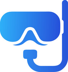 Silhouette of Blue Snorkeling Gear on White Background – Diving Mask and Snorkel Icon, Underwater Equipment, Minimalist Ocean Adventure Symbol, Swim Gear, Water Sport Illustration, Isolated Object
