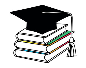 Symbolic Graduation Cap and Diploma Clipart for Announcements