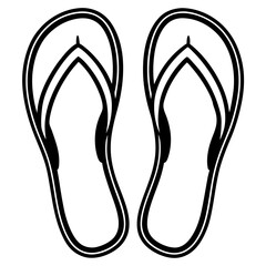 Silhouette of Flip Flops on White Background – Summer Footwear Icon, Beach Sandals Shape, Minimalist Vacation Symbol, Isolated Object for Travel, Leisure, Fashion, Lifestyle and Graphic Design
