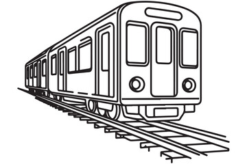 Subway train vector illustration in black and white for design