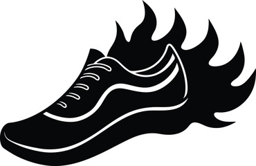 fiery running shoes silhouette vector