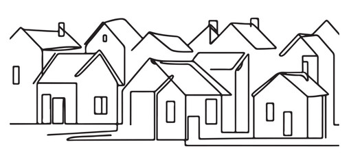 One line drawing of houses vector illustration for property concept