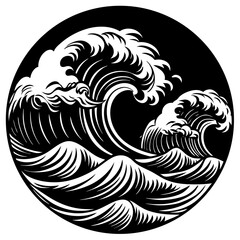 Silhouette of Ocean Waves – Abstract Sea Wave Outline, Minimalist Water Shape, Coastal Nature Design, Marine Theme, Calm Waterscape, Graphic Element for Backgrounds, Logos, and Prints
