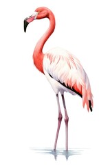 Fototapeta premium Flamingo animal bird white background.