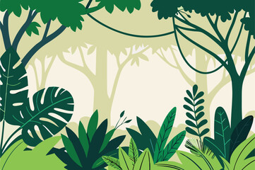 Tropical Jungle Forest Flat Vector Background