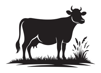 Silhouette Cow Vector Illustration Farm Animal for Agriculture Projects