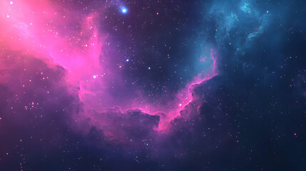 Cosmic Nebula Pink and Blue Hues Starry Night Sky,