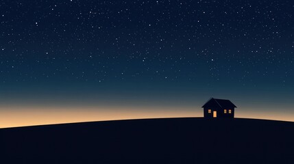 Night sky over a hilltop home