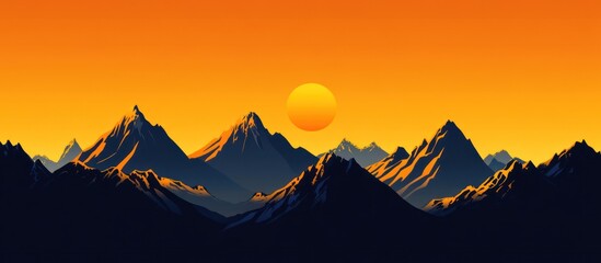 Sunset over dark mountains