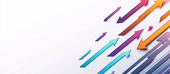 Colorful arrows pointing upward on white background