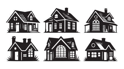 Collection of House Vector Illustrations for Real Estate and Design