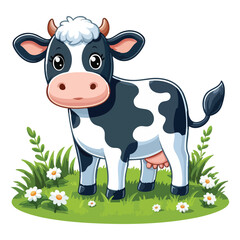 Cute Cartoon Cow Illustration for Children's Books and Art