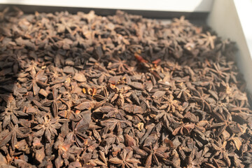 Cinnamon sticks in a bazaar Collection of Cinnamomum camphora bark over wooden background images