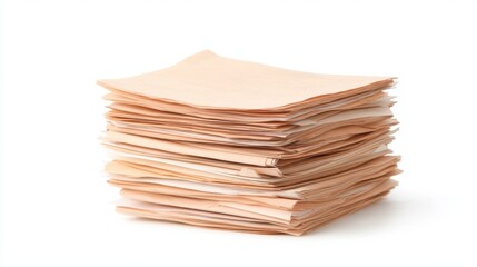 A neatly stacked pile of assorted paper sheets in neutral tones, suitable for use in design projects, crafting, or educational materials, Ideal for backgrounds or texture elements,