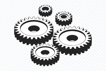 Isometric Industrial Gear Mechanism Vector Illustration