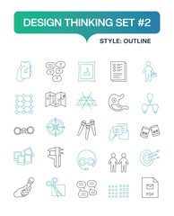 Design Thinking Process Line Icons Set
