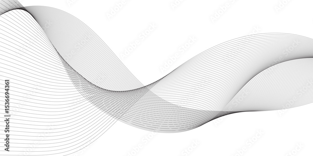 Wall mural abstract wavy grey stream element for design on transparent background isolated. frequency sound wav