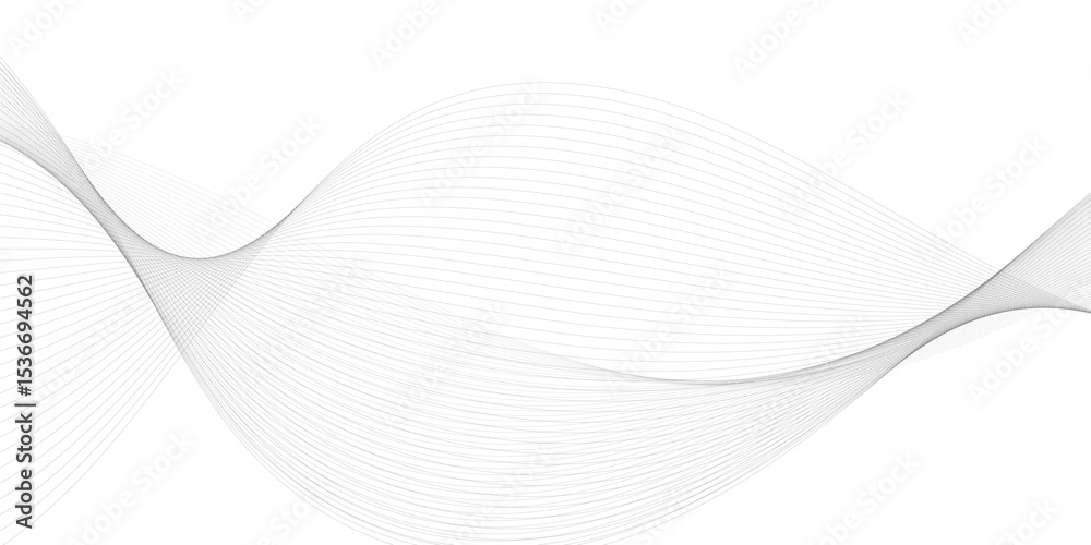 Wall mural abstract wavy grey stream element for design on transparent background isolated. frequency sound wav