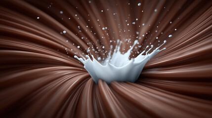 Chocolate swirl with a splash of white milk. The image has a dreamy, whimsical feel to it