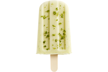 Single key lime popsicle on a stick isolated on white or transparent png