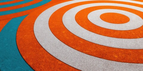 Abstract Spiral Illusion with Orange Blue White Circles