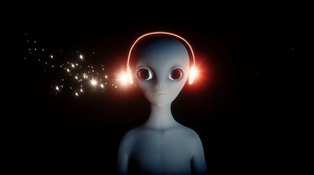 Alien listening to music in the dark