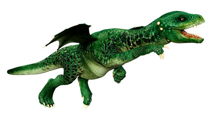 3D Rendering Fairy Tale Dragon on White