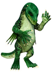 3D Rendering Fairy Tale Dragon on White