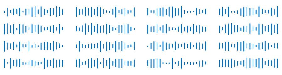 Podcast sound waves and audio soundwave of voice message records, vector icons. Podcast sound waves for online audio streaming and podcasting or music player and mobile phone voice message soundwaves