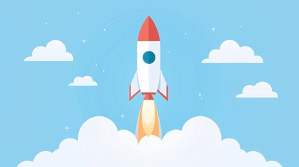 Fototapeta premium A rocket launching into space, symbolizing ambition, reaching for the stars, and achieving extraordinary heights.