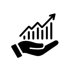 Business Growth Icon Hand Holding Rising Graph – Finance Success Symbol