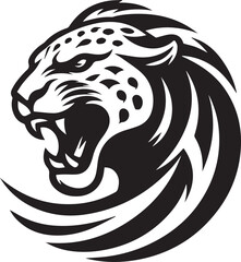 Black and White Jaguar Vector Illustration – Minimalist Wild Cat Silhouette Art	