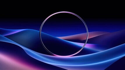Obraz premium Abstract design with a metallic ring and flowing shapes.