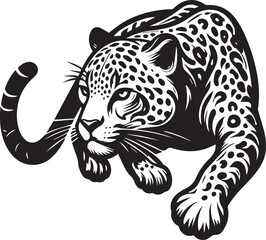 Black and White Jaguar Vector Illustration – Minimalist Wild Cat Silhouette Art	